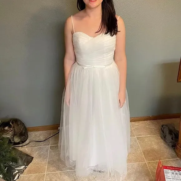 Women’s tulle spaghetti strep tea length dress