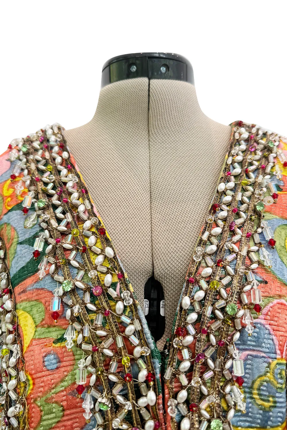 Wonderful 1968 Oscar de la Renta Gold Metallic Thread Silk Brocade Dress w Extensive Beadwork