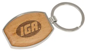 Wood Keychain with Silver Trim