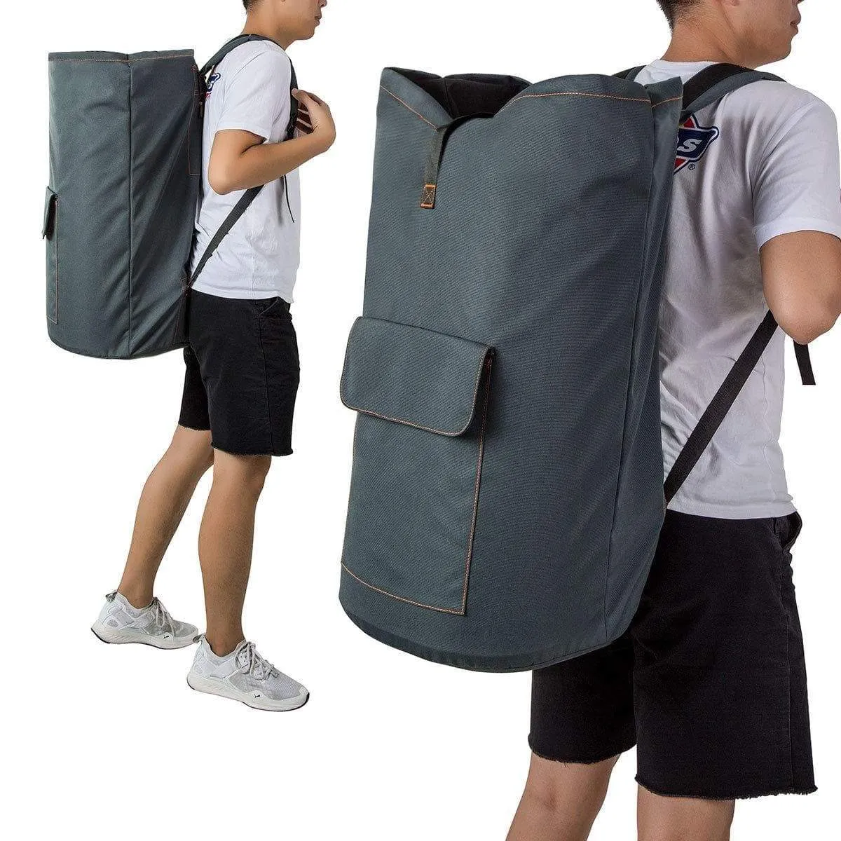 WOWLIVE Extra Large Laundry Bag Laundry Backpack Hanging Laundry Hamper Adjustable Shoulder Straps Camping Bag Waterproof Durable Travel Collage Apartment Dorm Sports (Dark Grey)