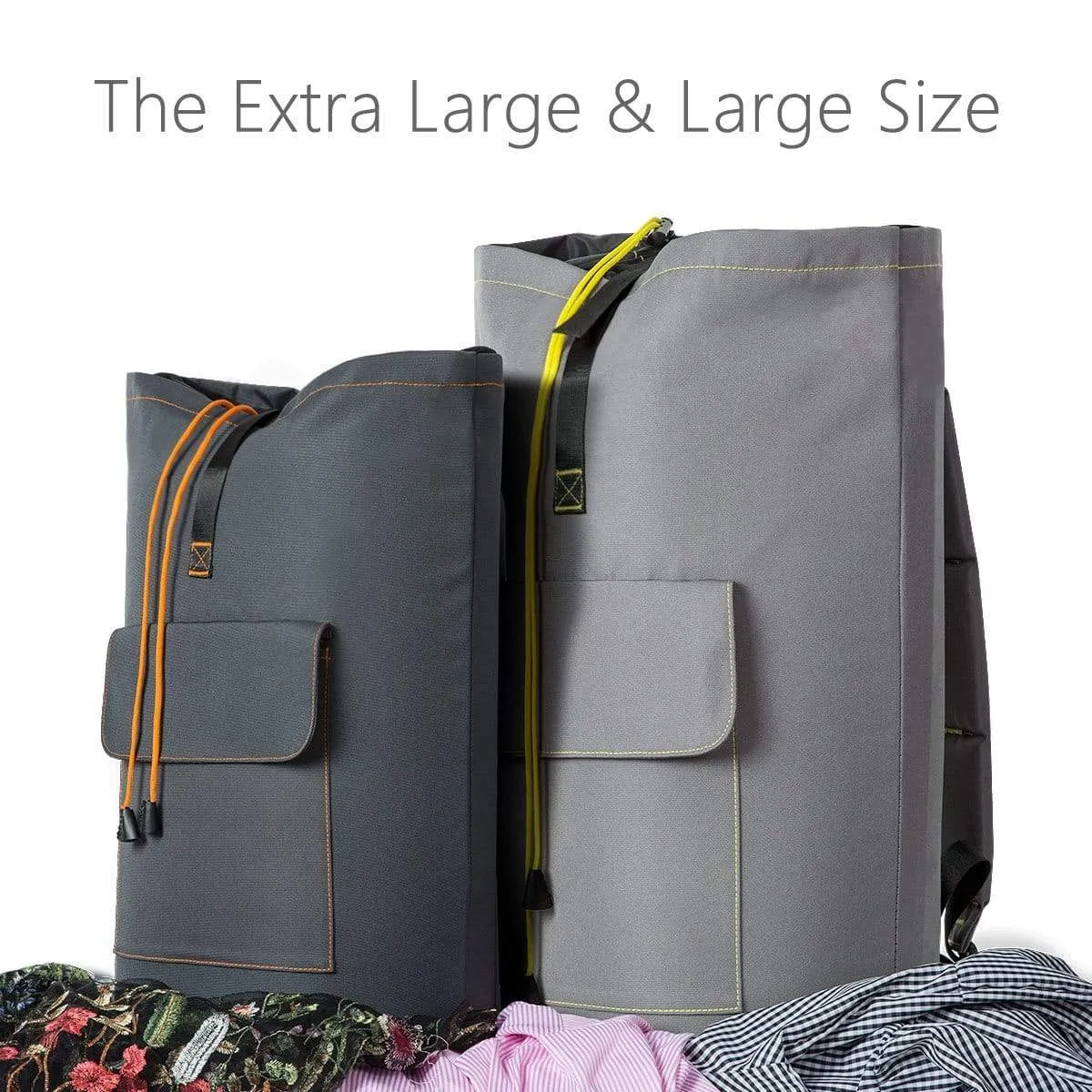 WOWLIVE Extra Large Laundry Bag Laundry Backpack Hanging Laundry Hamper Adjustable Shoulder Straps Camping Bag Waterproof Durable Travel Collage Apartment Dorm Sports (Dark Grey)