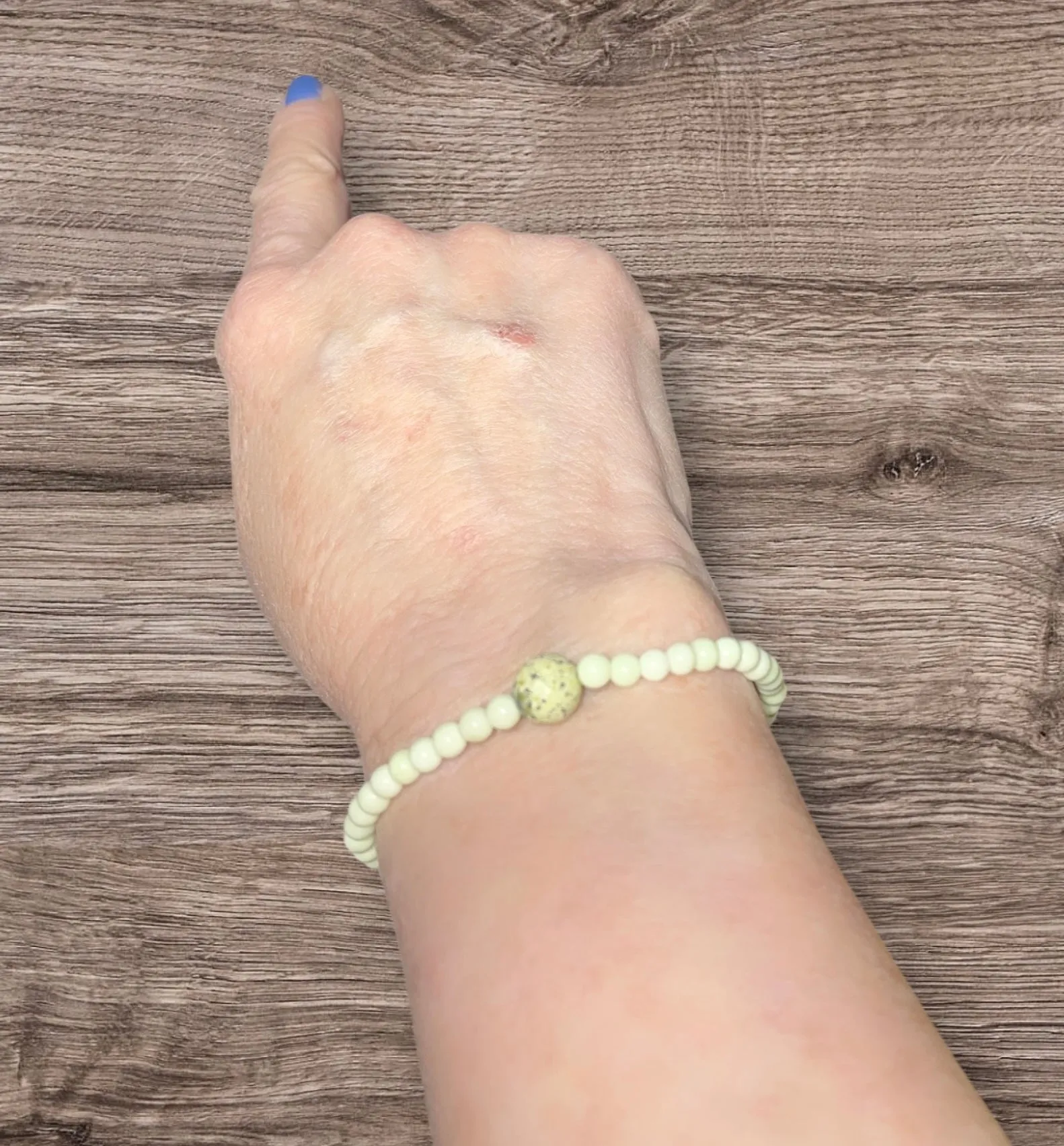 Yellow Chrysoprase beaded stretch bracelet