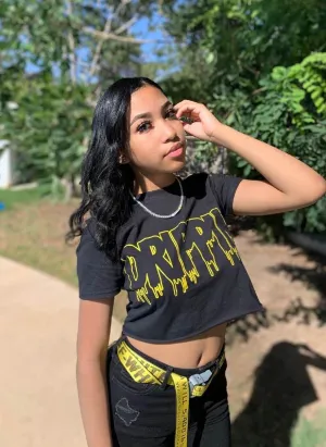 Yellow Drippin Outline | Black Tee