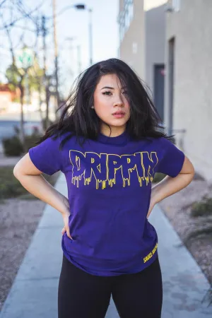 Yellow Drippin Outline | Purple Tee