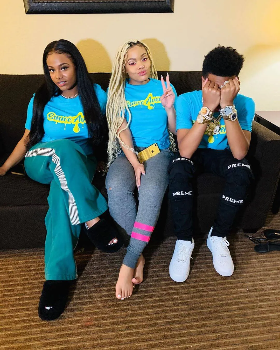 Yellow SA Drip | Caribbean Blue Tee