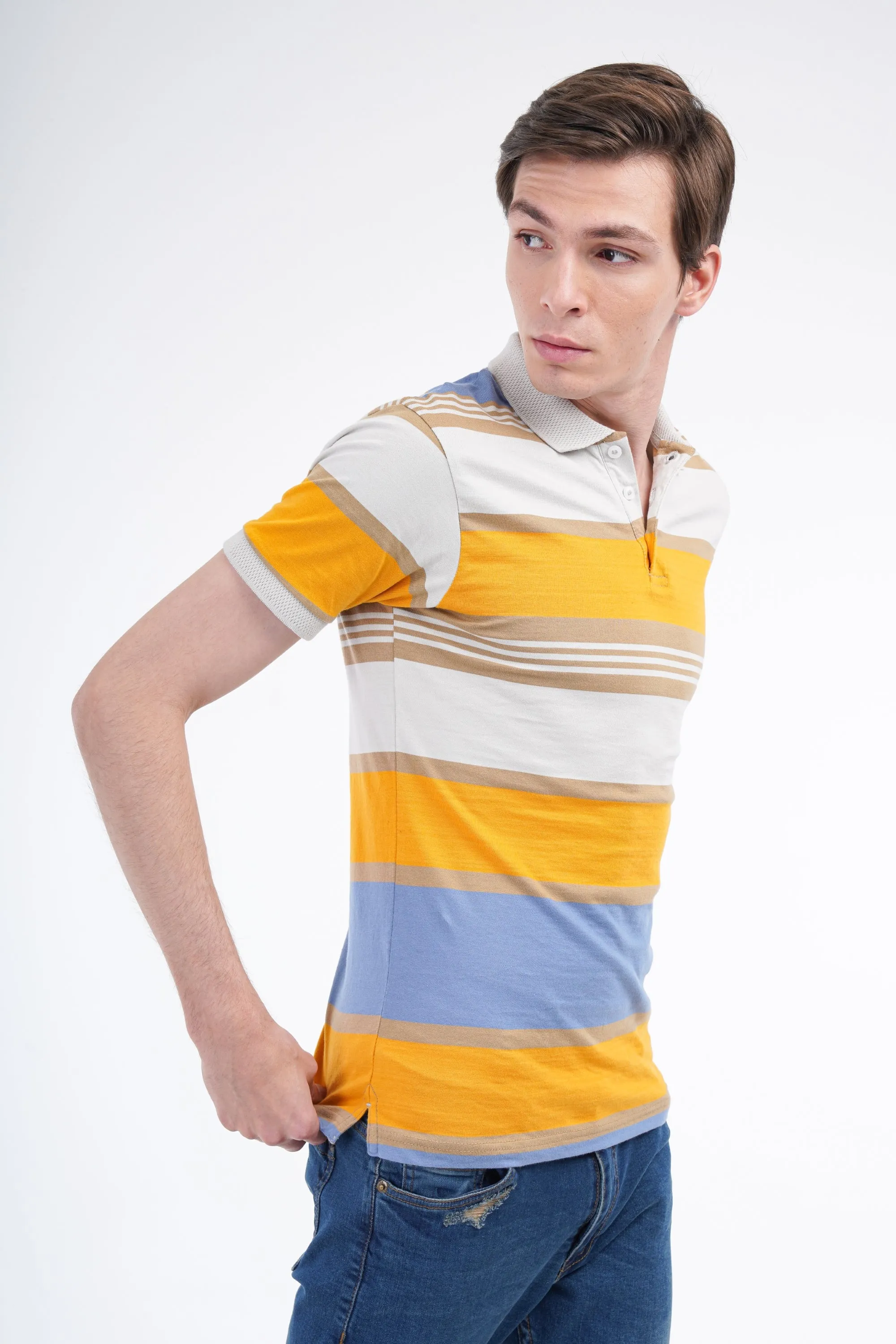 Yellow Striped Polo